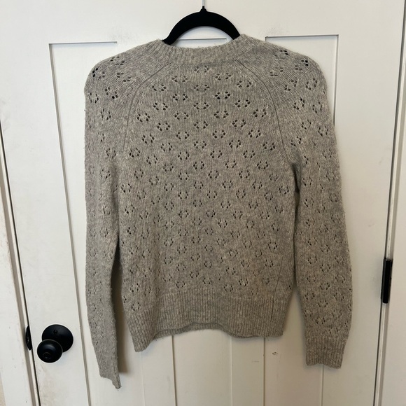 Lucky Brand Emily Pointelle Pullover Sweater Heather Gray XS - Picture 6 of 8